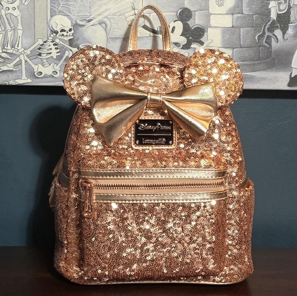 Loungefly Disney Parks Minnie Mouse Rose Gold Sequin Backpack main image 8
